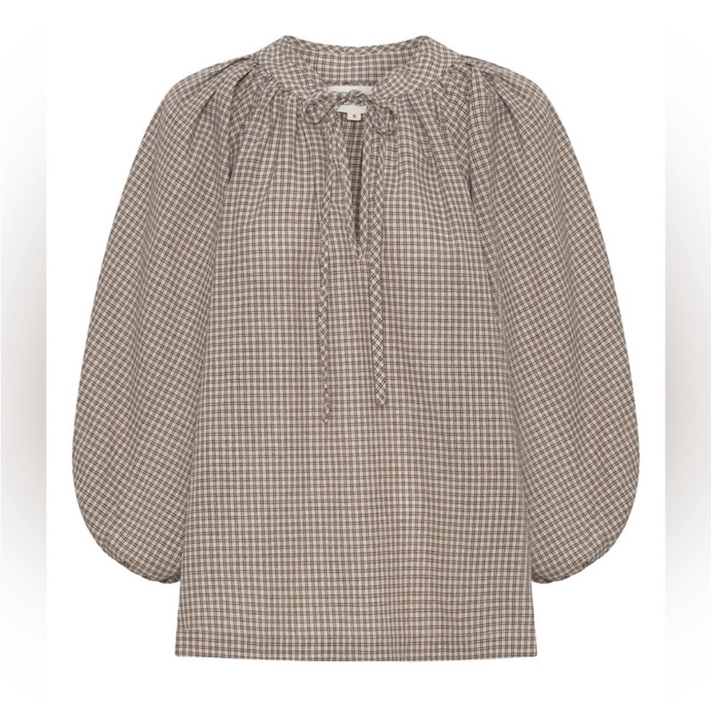 Daughters of India Poet Blouse in Taupe Small - Picture 4 of 13